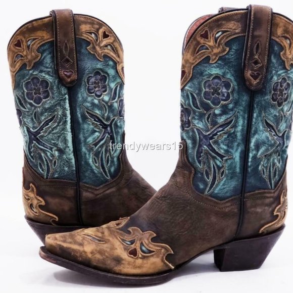 DAN POST DP3544 VINTAGE BLUEBIRD WESTERN BOOTS - Picture 3 of 12